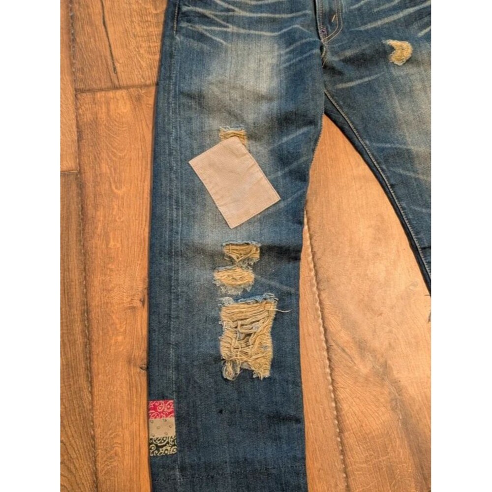 Custom Japanese Selvedge Distressed Levi's 505 Jeans Men's 30x31 Made In Japan - Picture 8 of 16